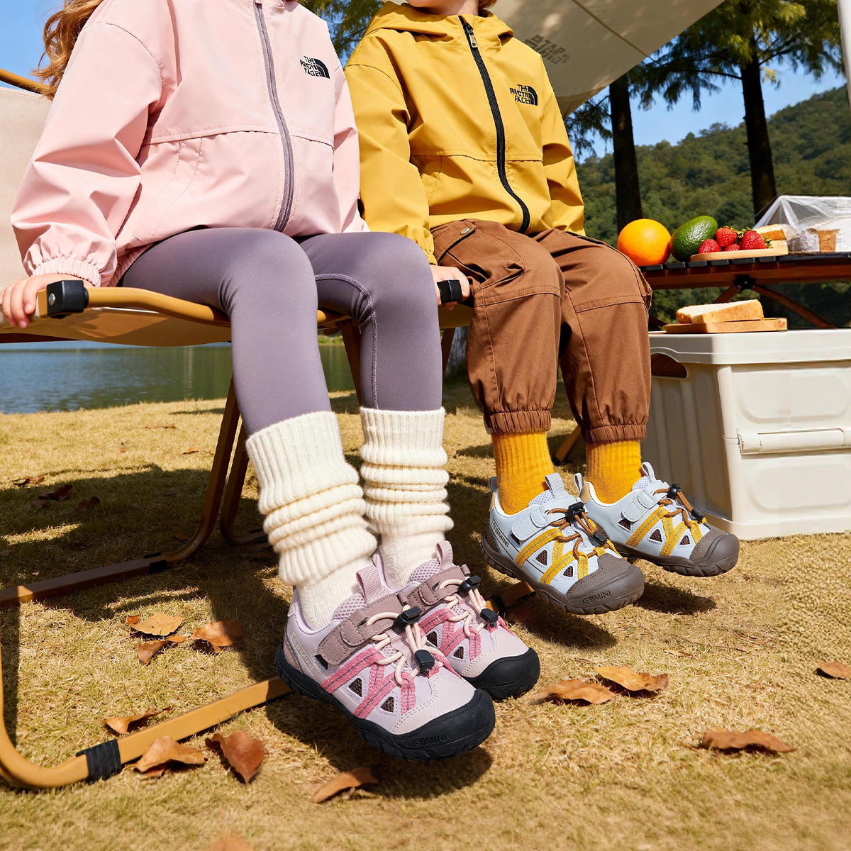 EBMINI WEAVE wide-toe trail toddler sneakers shown from the front