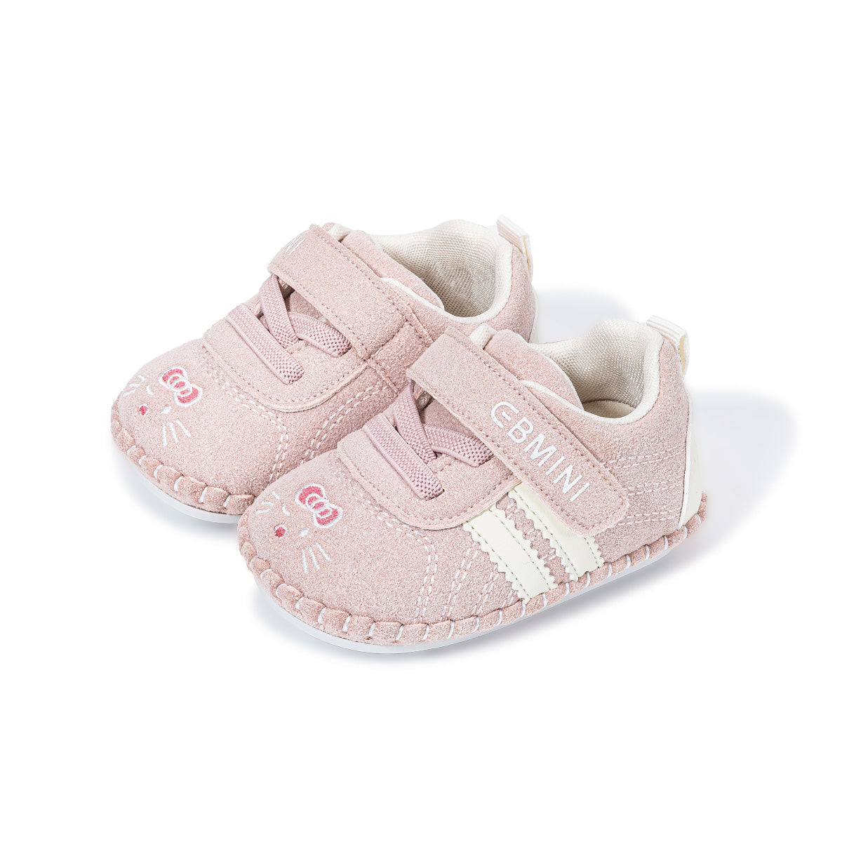 EBMINI WHISKERS kitty embroidered baby crib shoes