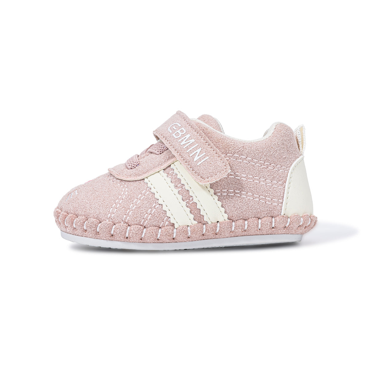EBMINI WHISKERS wide-toe baby crib shoes shown from the front