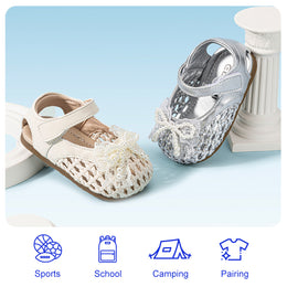 EBMINI WOVEN silver and white toddler Mary Jane shoes