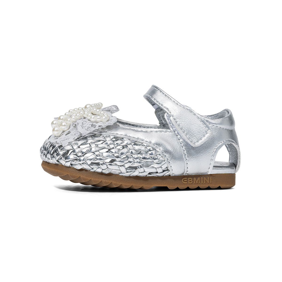 EBMINI WOVEN pearl-bow toddler Mary Jane shoes for parties