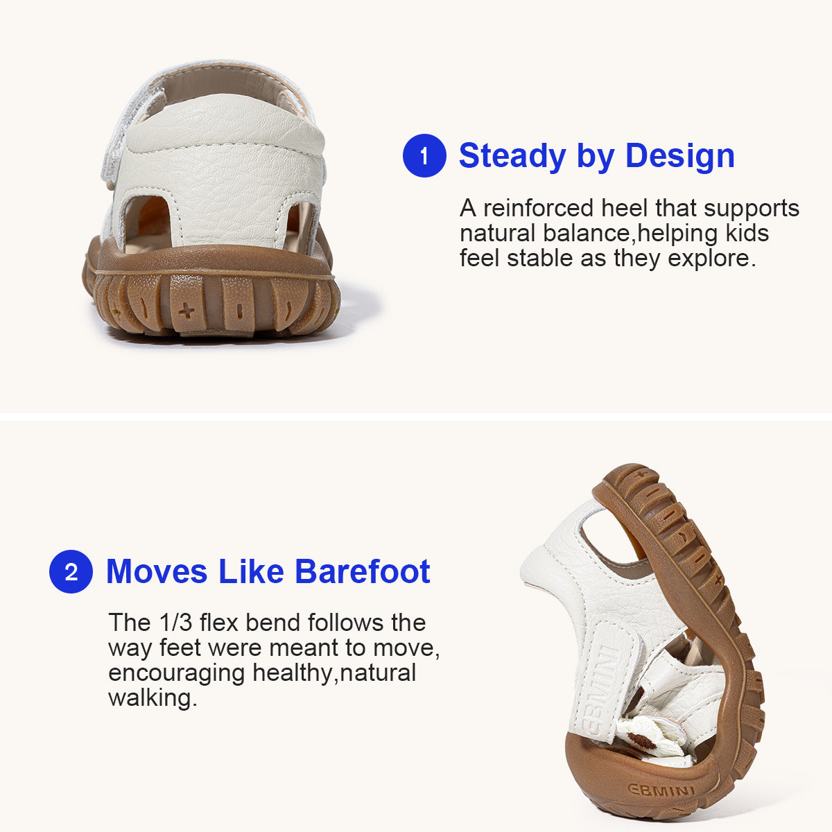 EBMINI WREN closed-toe toddler sandals shown during playground wear