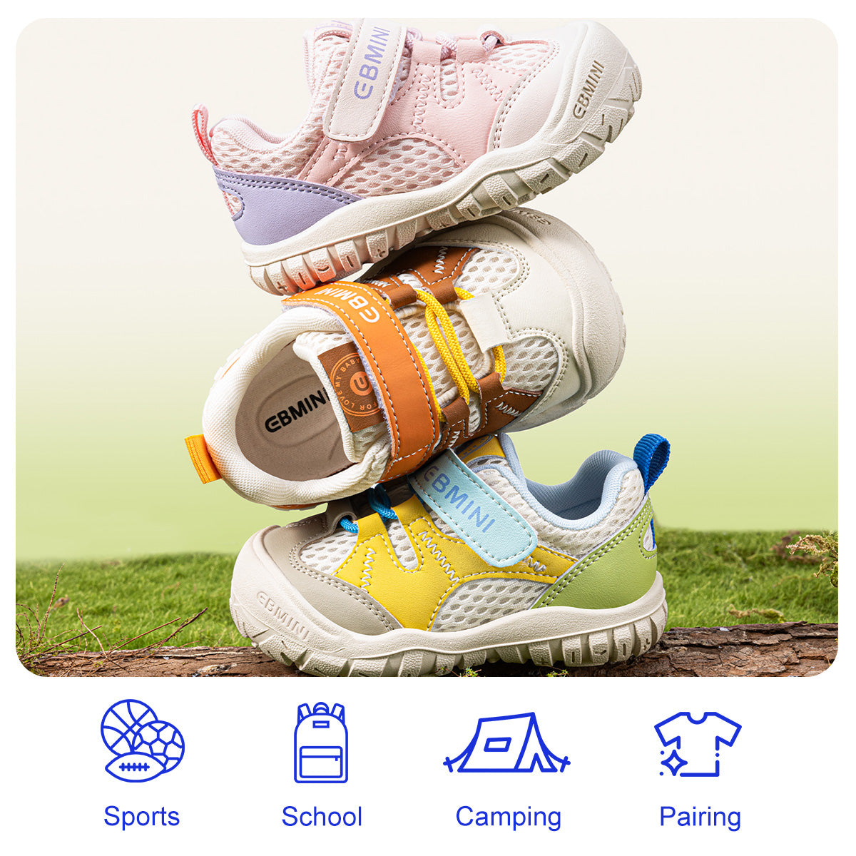 EBMINI ZEAL closed-toe toddler sneakers shown during playground wear