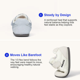 EBMINI ZERO closed-toe toddler sneakers shown during playground wear