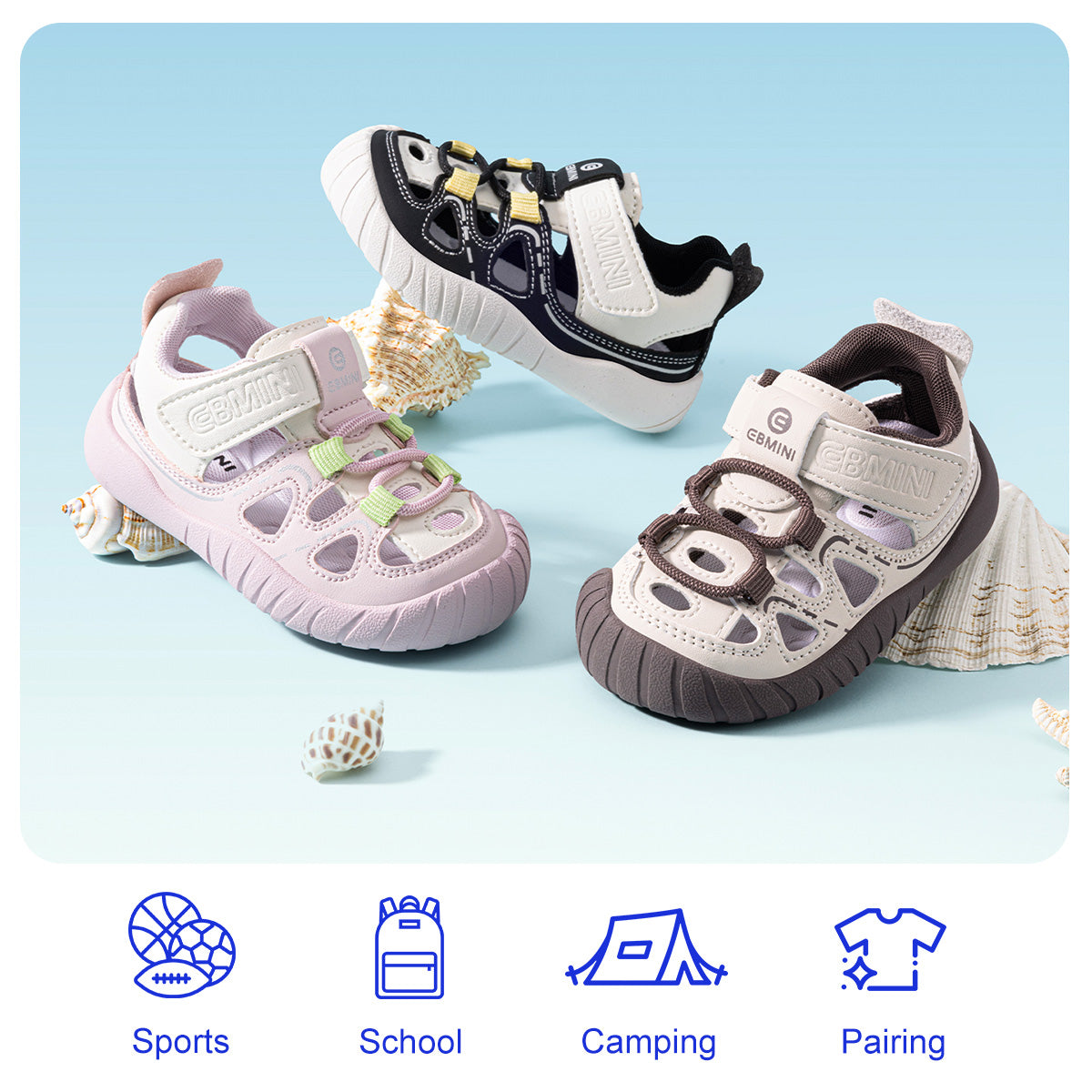 EBMINI ZEST colorblock closed-toe toddler sandal detail