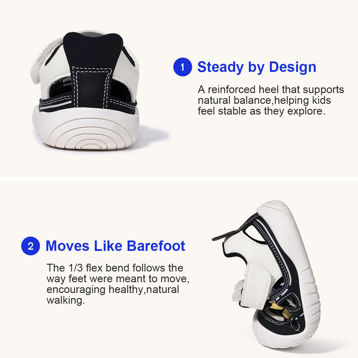 EBMINI ZEST closed-toe toddler sandals shown during playground wear